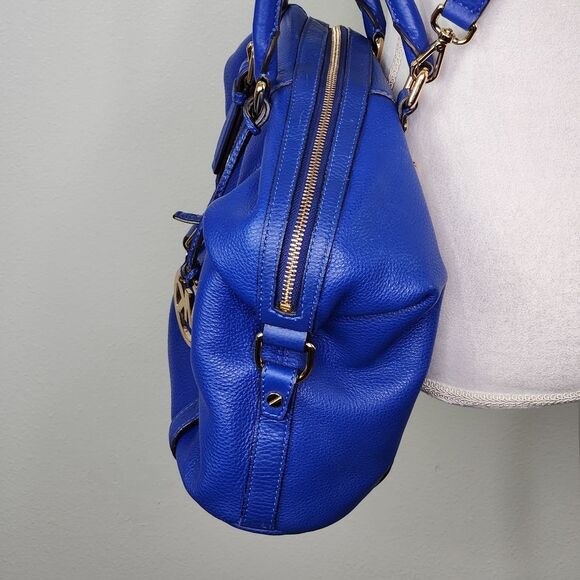 Michael Kors Blue Pebbled Leather Bedford Satchel - Picture 9 of 15